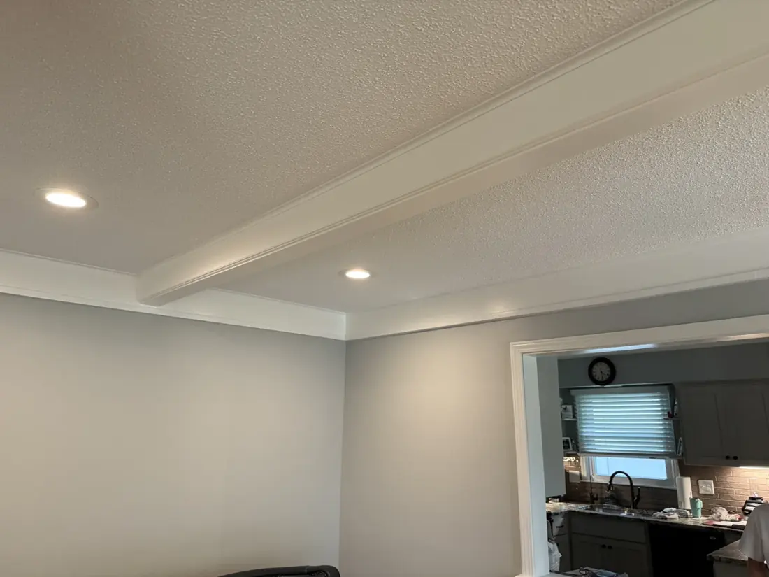 White ceiling and beams painted by ProFix